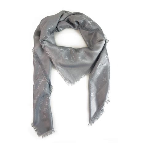 lv m75870|Louis Vuitton monogram Light Gray Tone on tone shawl weaved .